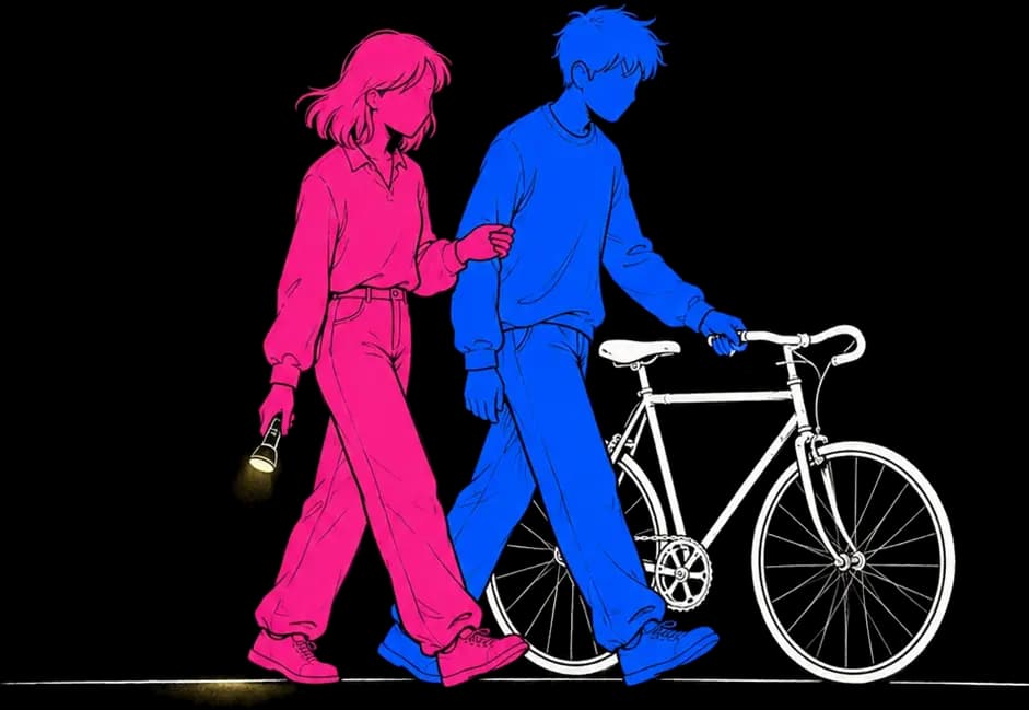 Illustration La Vie en Vraie d'un couple à vélo